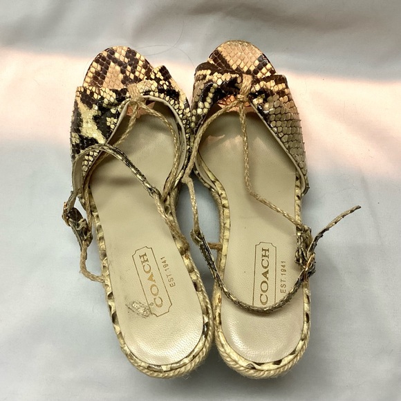 Coach Mirabelle Snakeskin Espadrille Wedge Sandals - Picture 8 of 9